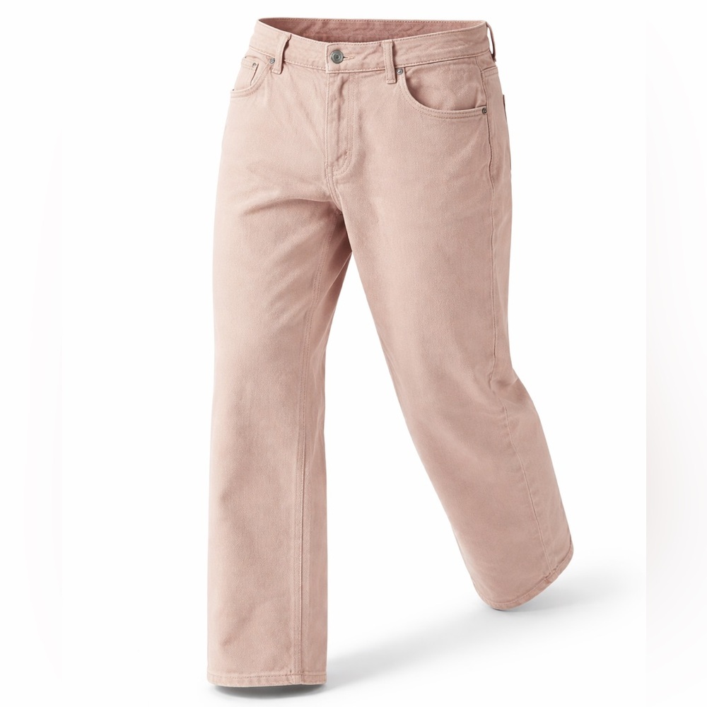Old Navy Baggy Wide Leg‎ Mid Rise Jeans Womens 16P petite light Pink 3033